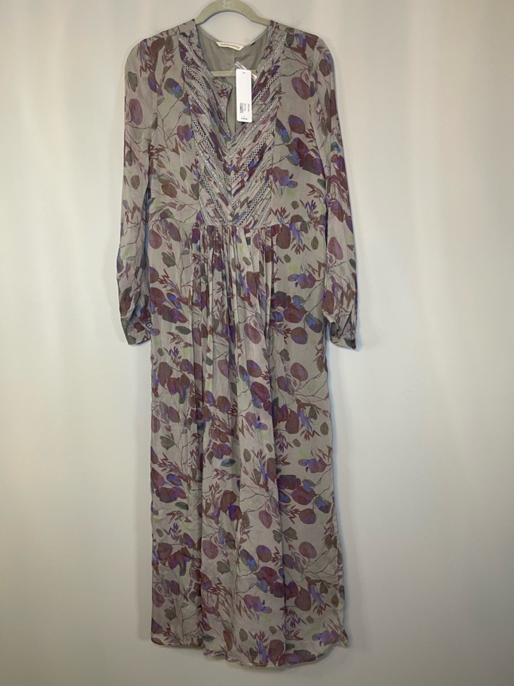 Soft Surroundings Lavender and Taupe Floral Maxi Dress